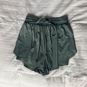 Altar'd State Flowy Green Shorts With Built In Shorts
